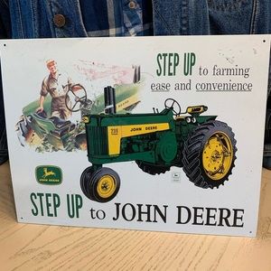 JOHN DEERE wall sign, metal material.